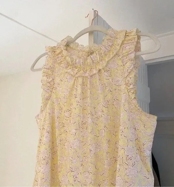 J.Crew Cotton Poplin Ruffle-Trim Top in Rose Vines Size M Retail $80 - Image 9
