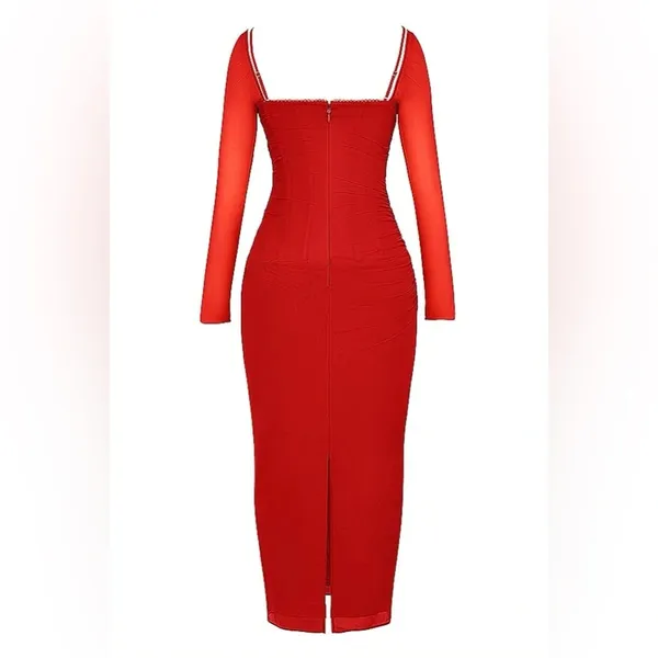 House of CB Katarina Scarlet Long Sleeve Maxi Dress - Image 4