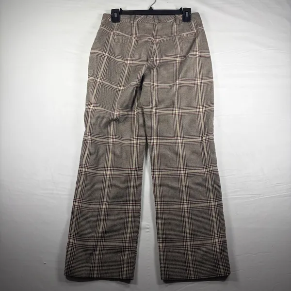 Abercrombie & Fitch Simone High Rise Ankle Flare Plaid Pants Tan Burgundy Size S - Image 3