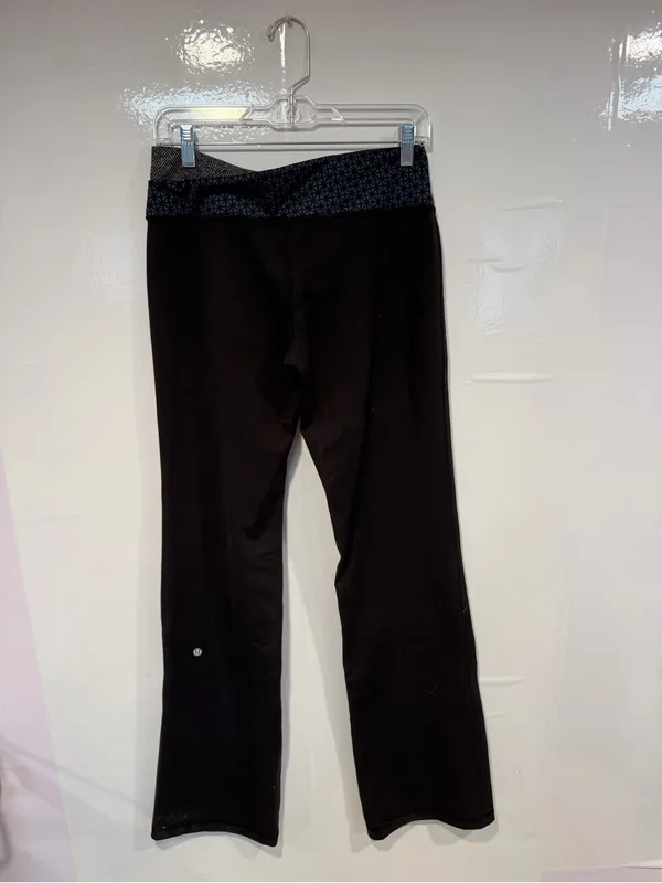 Black Vintage Lululemon Wide leg Yoga Pants with Contrast Waistband - Image 4