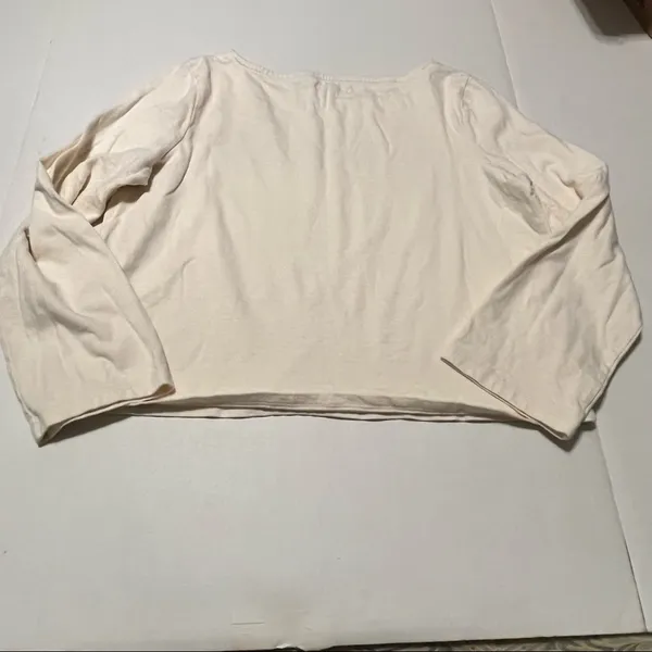 Madewell Queens Womens Size Medium Cream Long‎ Sleeve Crewneck Popover Shirt Top - Image 8