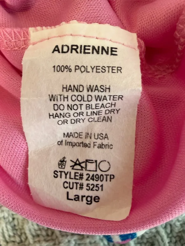 NWT Adrienne Bold Palm Tiered Dress Women Large Pink White Resort Tropical Beach - Image 4