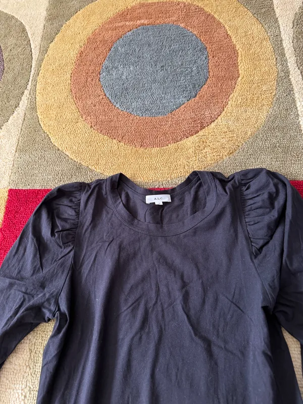 ALC Frank LTD Karlie Tee Black 3/4 Sleeve Puff Sleeve Top 100% Cotton Women’s XS - Image 2