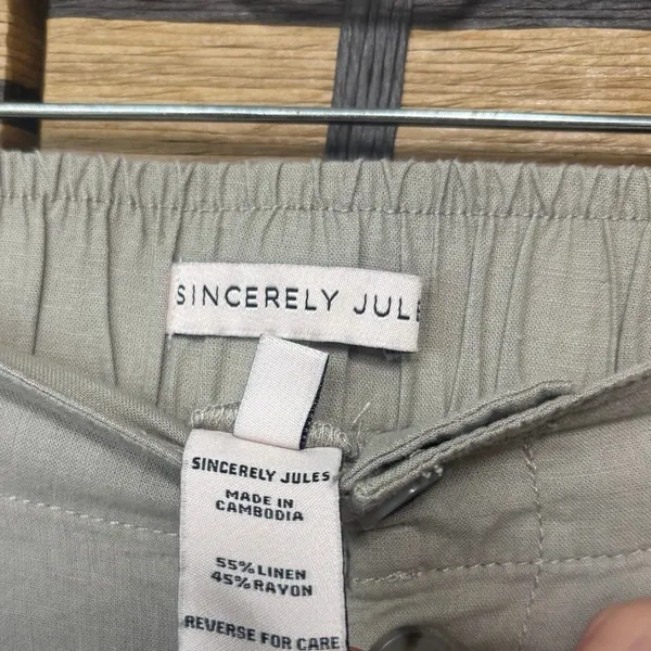 Sincerely Jules Tan Wide Leg‎ Crops Size Large - Image 6