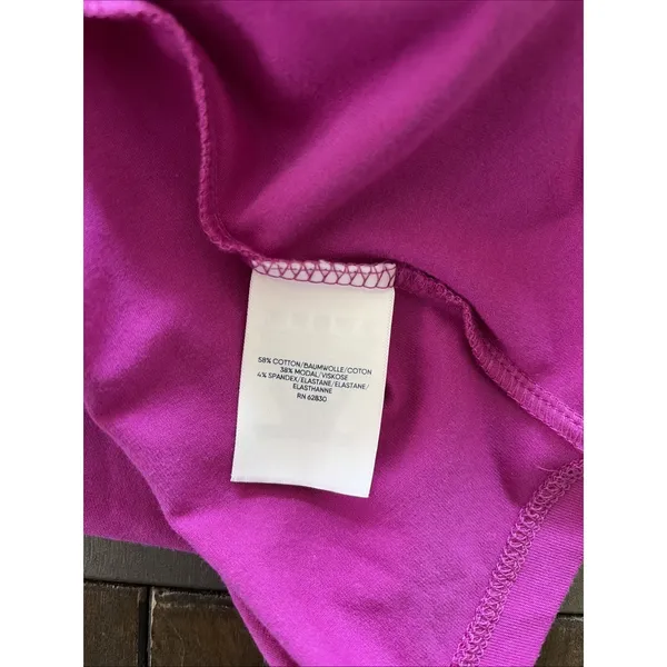 Lands End Twist Front Faux Wrap Dress Womens‎ Size L 14-16 Pink Cotton Modal - Image 6