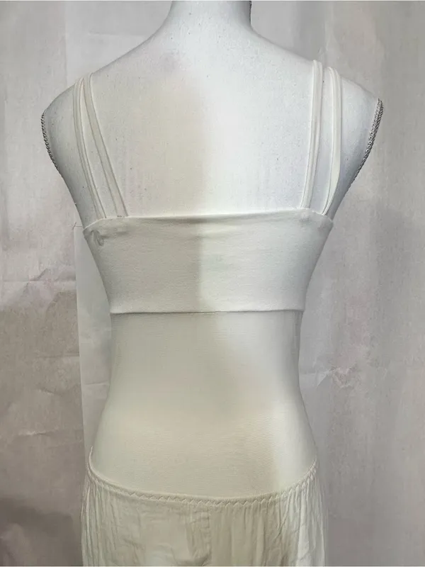 White Maxi Dress with Decorative Dark Knot Straps - Image 9