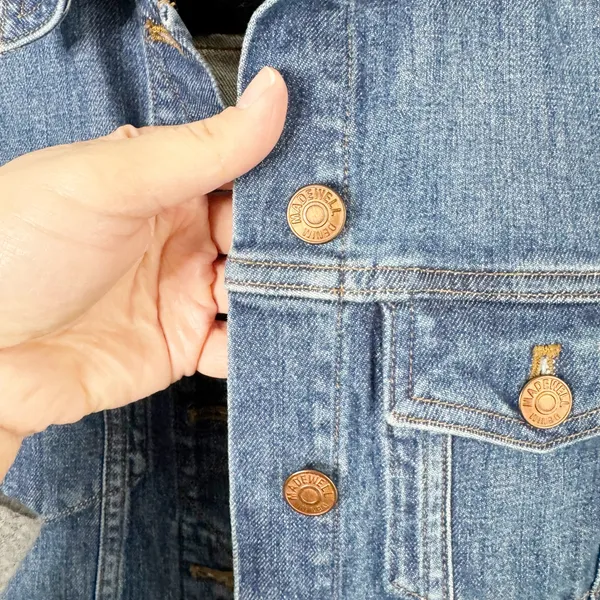 Madewell The Shrunken Stretch Jean Denim Jacket Classic Style Layering Blue S - Image 6