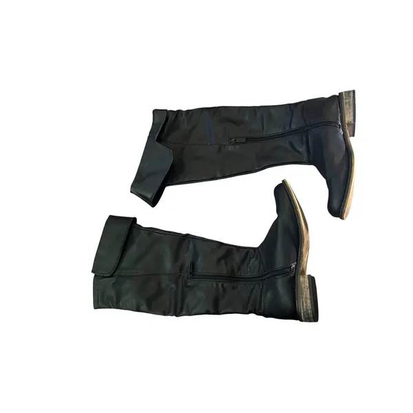 Breckelle’s Over The Knee Boots Foldover Riding Faux Leather Black 7 - Image 3