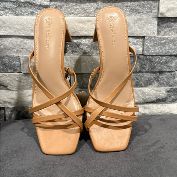 Trendy Tan Strappy Heels Size 9 - Image 2