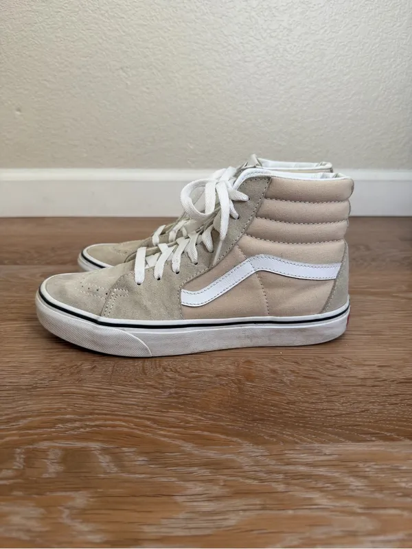 Vans Unisex Sk8-Hi Beige Suede Canvas Sneaker Shoes - Image 2