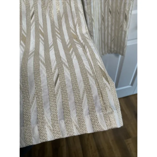 Porridge Gold Stripe Wide Leg‎ Pants Womens Size 10 White Jacquard High Rise - Image 3