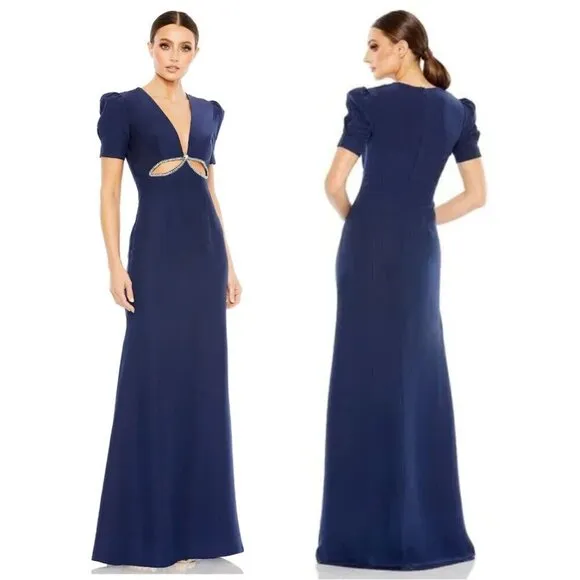 MAC DUGGAL Cutout Column Gown in Navy Size US 4 - Image 2