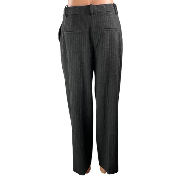 Zara Women's Black Pinstripe High Rise Pleated Wide Leg Trousers Pants Size S - Image 3