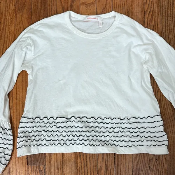 See by Chloe Embroidered Bell Sleeve‎ Boxy Top snow white size Small - Image 4
