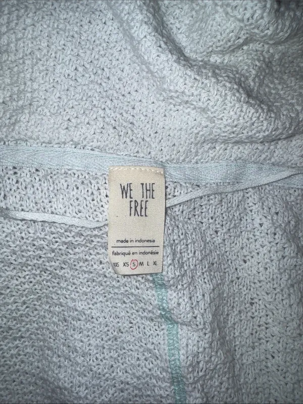 We The Free Pale Light Blue Gray Open-Knit Sweater - Image 3
