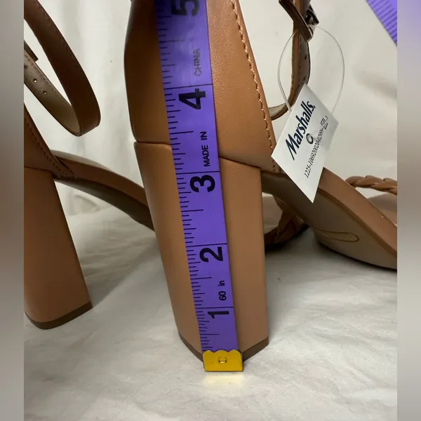 Nine West Allha 3 Braided Strap Chunky Heels in Macaroon Tan 6.5 - Image 13