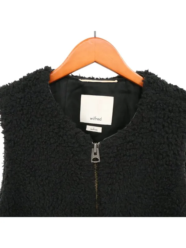 Aritzia Wilfred Chatou Black Shearling Vest S Sleeveless Zip Up Soft Teddy Small - Image 4