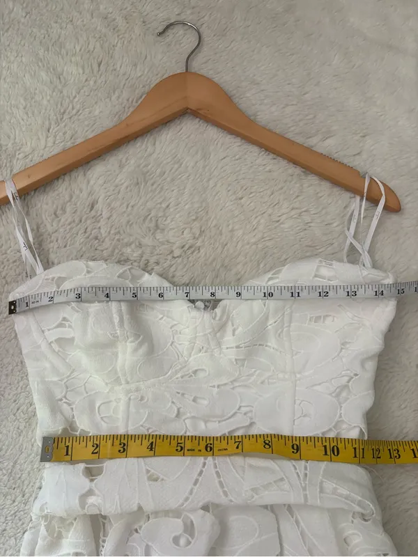 Lulus Majorly Cute White Crochet Lace Strapless Bustier Mini Dress Size Small - Image 7
