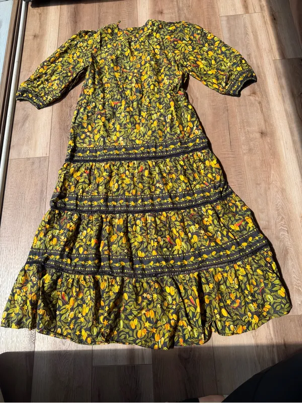 Farm Rio Star Fruits Maxi Dress Medium M 100% Cotton Floral Fruit Print - Image 4