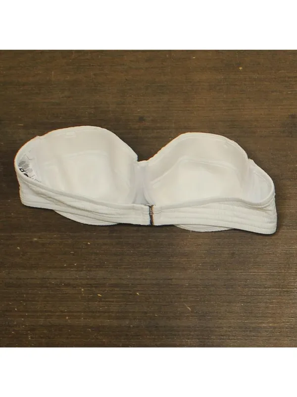 DKNY Textured Molded Balconette Bikini Swim Top DIMTS470 White L - Image 2