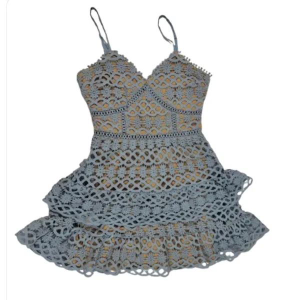 Lulus Beauty & Lace Light Blue Crochet Mini Dress - Image 2
