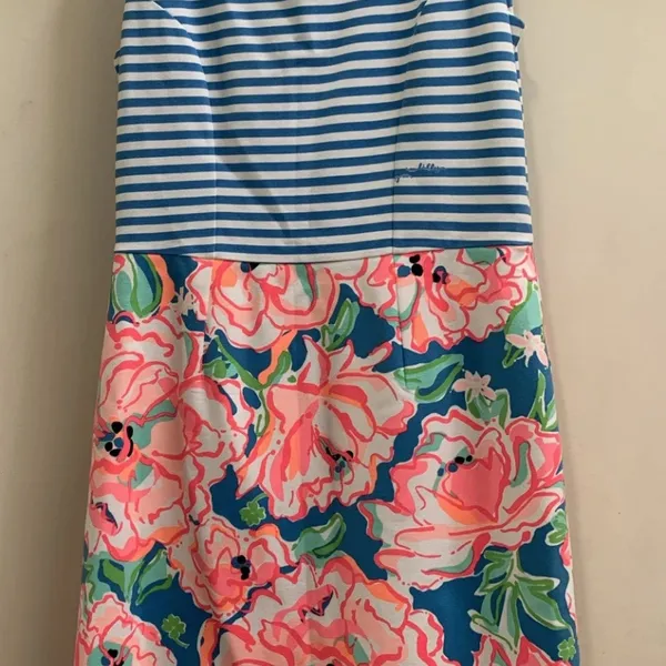 Lilly Pulitzer Lucky Charm Combo Blue Stripe Julianna Dress Medium TINY SPOT - Image 8