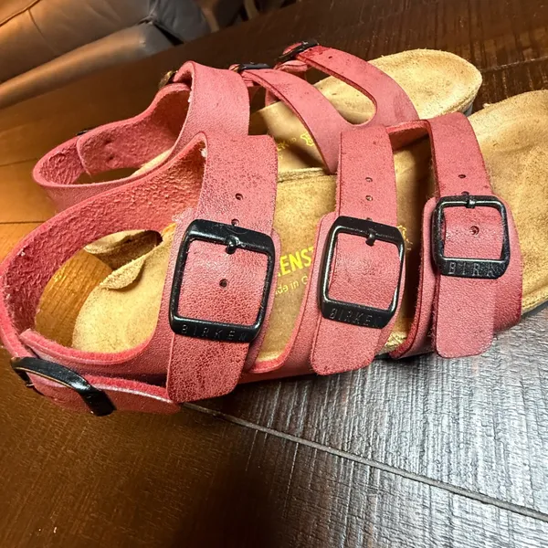 Birkenstock Franca Rose Red Leather Multi-Ankle Strap Sandals Womens 5 36 EU - Image 8