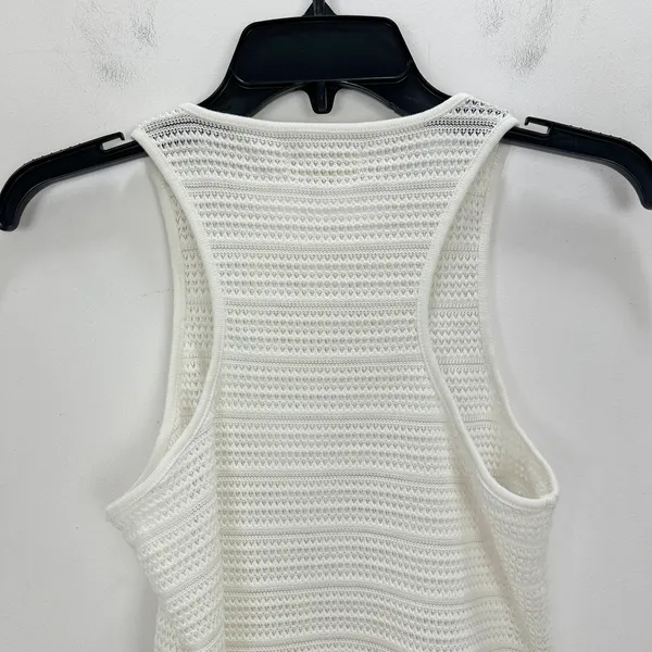 Madewell Crochet Knit Cutaway Tank Cropped Lighthouse Cotton Blend Cream XS NWT - Image 10