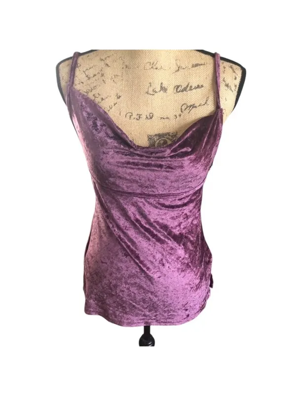 Free People All Night Velvet Tank Top Size S Purple (Fig Jam) - Image 4