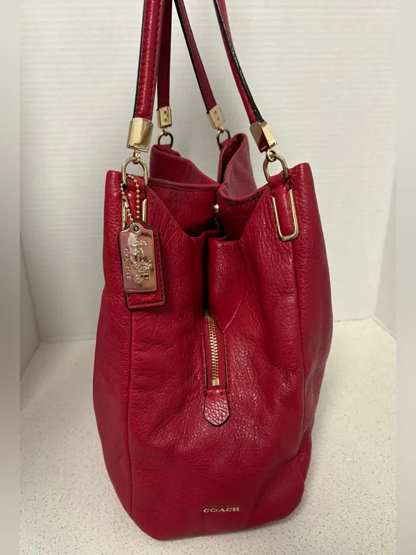 Coach Madison Phoebe Pebbled Leather Red - Image 7