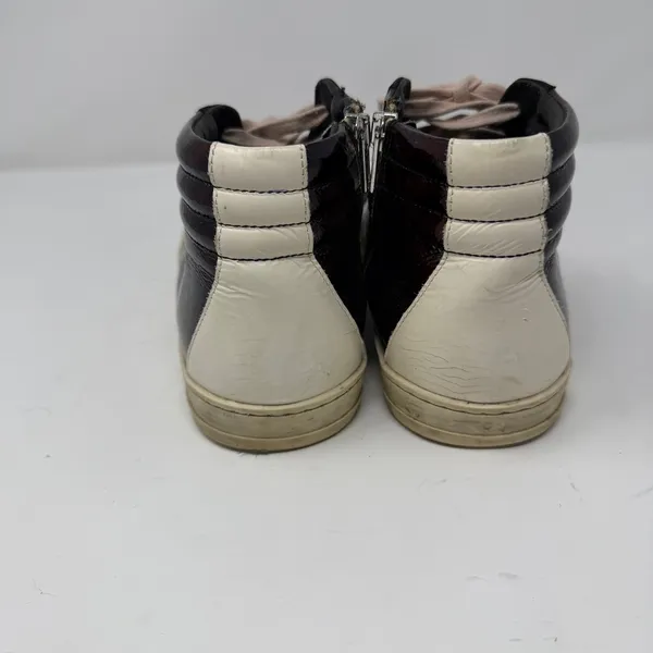 P448 Skate Turtle High Top Sneaker Patent Leather Suede Brown Black Womens 38 - Image 4