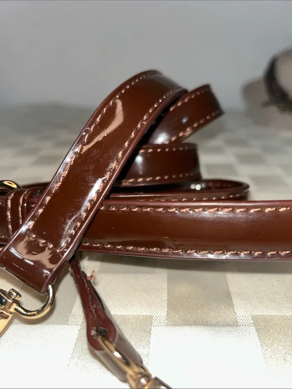 Source Unknown Brown Patent Leather Strap with Gold Hardware - Image 3