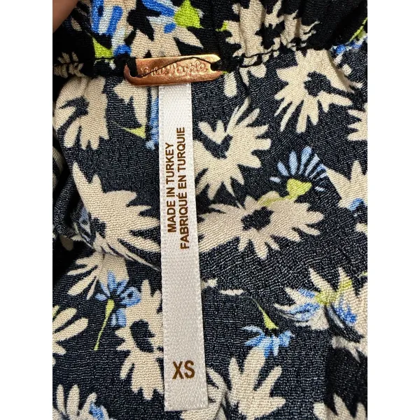Free People Black Daisy Floral Button Front Maxi Skirt Blue Cream XS - Image 5