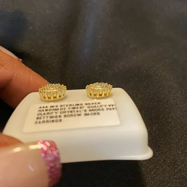 925 Sterling silver CZ earrings Screw backs - Image 2
