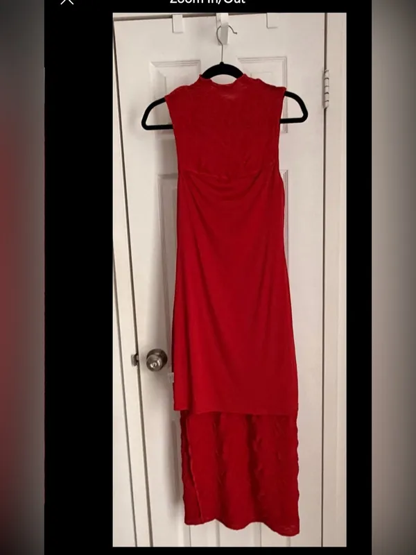 NWT House of Harlow 1960 Red Lace Bodycon Midi Dress Size S - Image 8