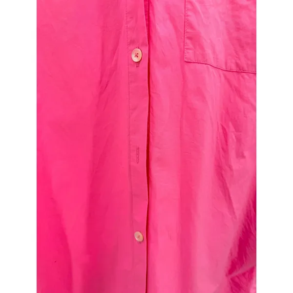 L Space Womens‎ Neon Pink Cotton Button Down Shirt Long Sleeve Relaxed Fit MD - Image 2