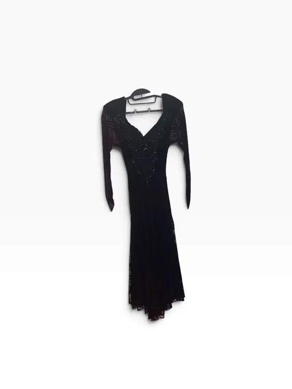 Vintage 80s Climax Lace Overlay long sleeve whimsigoth witchy dark romance Dress - Image 4