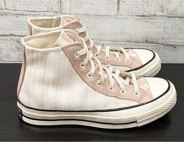 Converse 572701C Chuck 70 Hi Crafted Folk Jacquard Sneakers Egret/Pink Clay 8 - Image 4