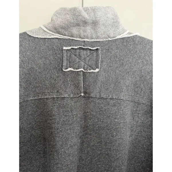 We The Free x Free People‎ Kassey Half Zip Sweatshirt Two Tone Gray Size Medium - Image 4
