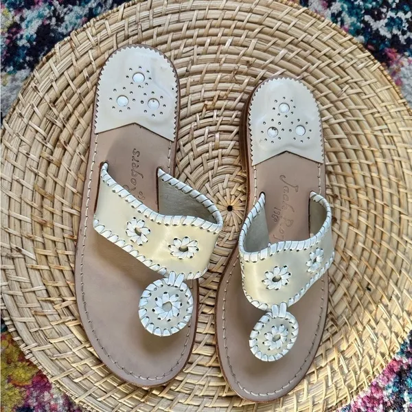 Jack Rogers Leather Whipstitch Sandals Womens 7 - Image 2