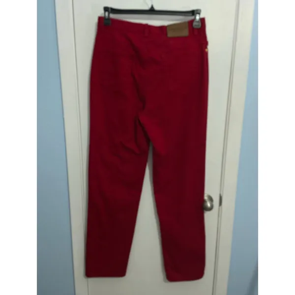 Lauren Jeans Co Jeans Size 10 Red High Rise Gold Button Preppy Holidays - Image 3