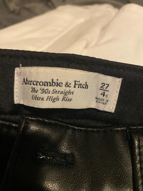abercrombie high rise black leather jeans - Image 3
