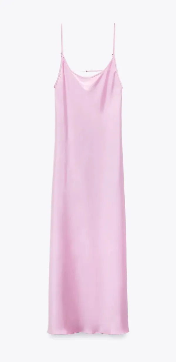 ZARA Dress Maxi Wedding Straps Lingerie Open Back Satin Effect Party Coctail - Image 6
