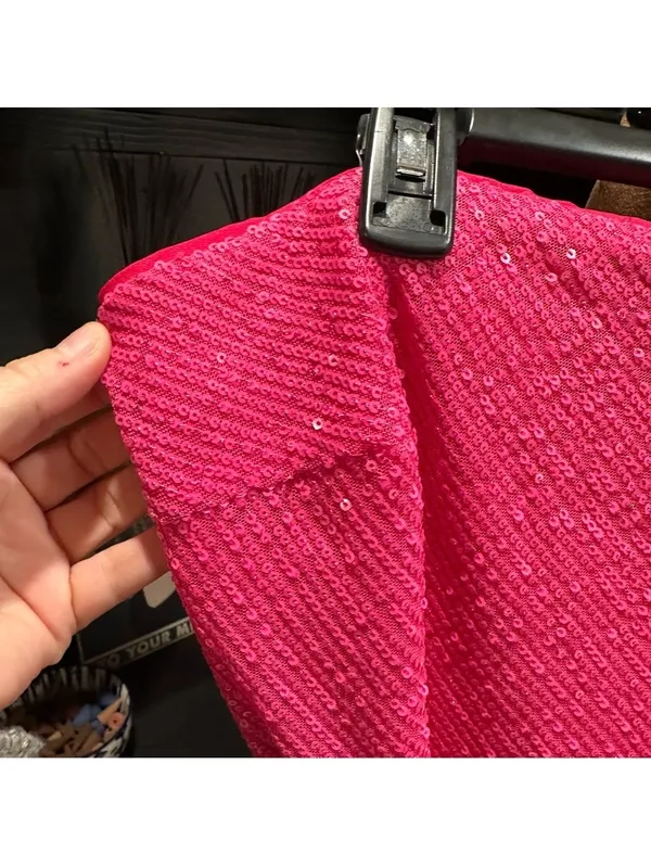 ASOS Sequin Tube Top Dress – Size 12 – Pink Sparkle – Like New - Image 3