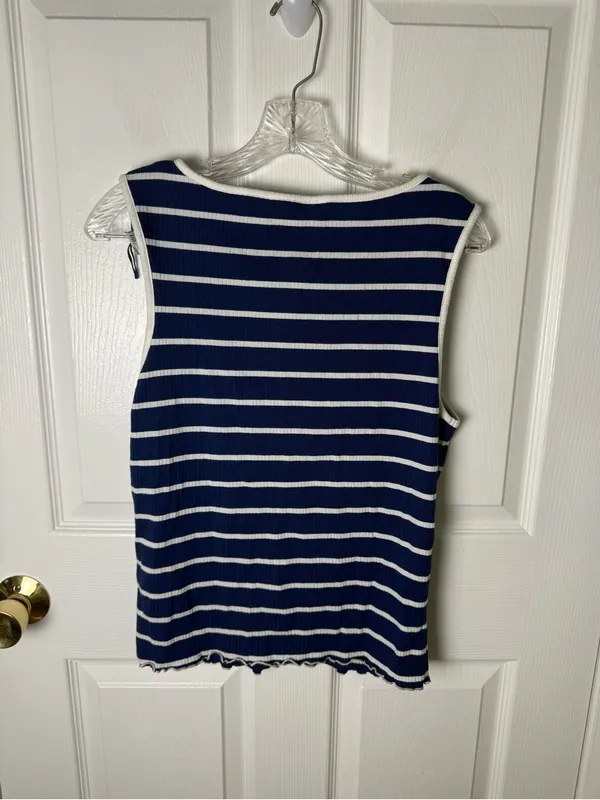Free People Tilly Striped Vest in Navy Combo XL - Image 4