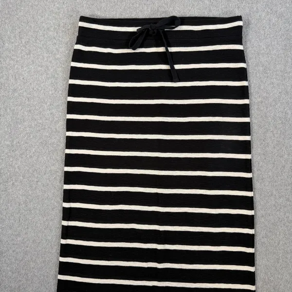 Lou & Grey Black White Striped Drawstring Maxi Skirt Women's XS Elastic Waist - Image 2