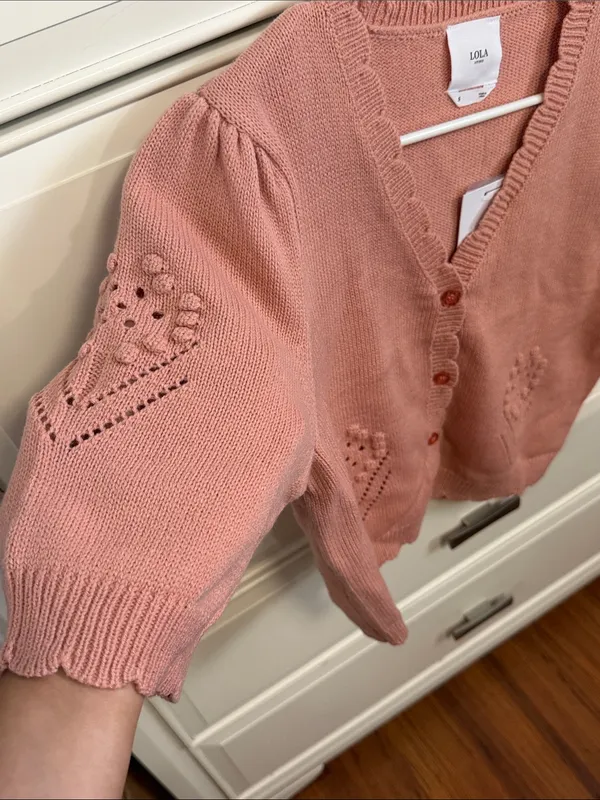 LOLA Studio Dusty Rose Short-Sleeve Knit Cardigan - Image 3