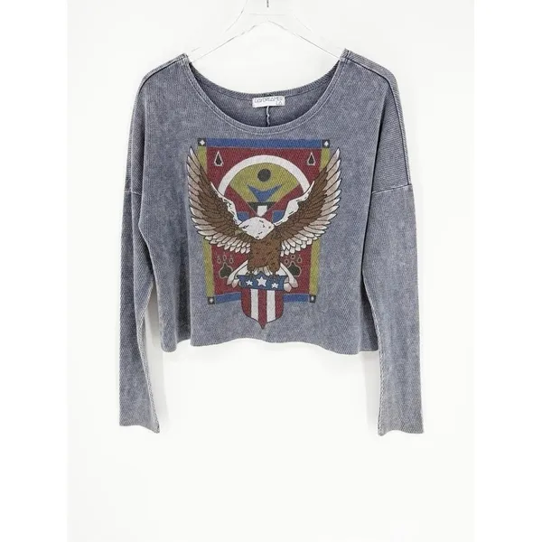 Daydreamer LA Eagle Long Sleeve Textured Top Women's‎ M Vintage Wash - Image 2