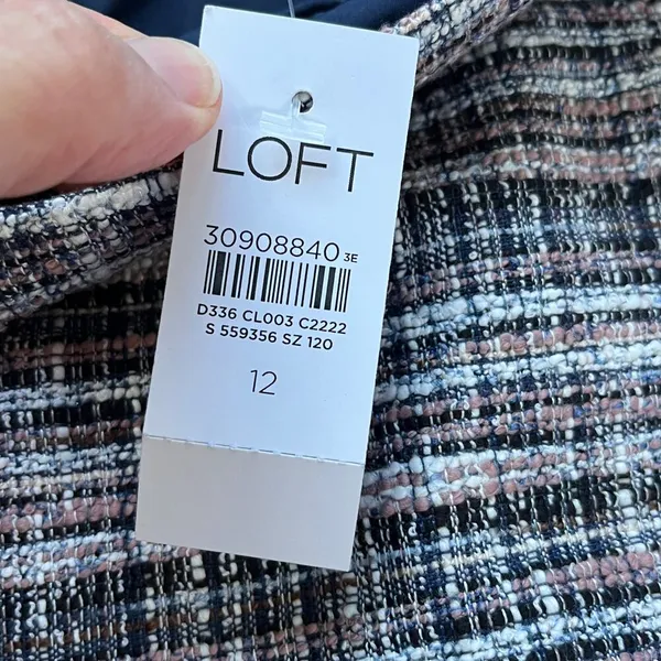 LOFT Classic Tweed Mini Skirt Blue, Pink, Black And White Size 12. NEW - Image 7