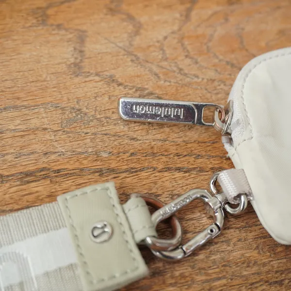 Lululemon Pouch Wristlet Keychain Women Cream Logo Strap Sporty Athleisure - Image 4